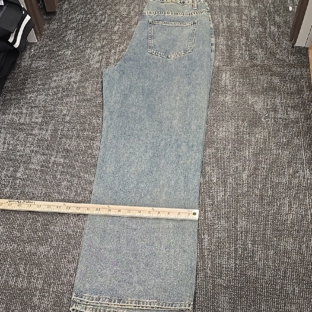 Blue Straight Leg Denim Jeans
